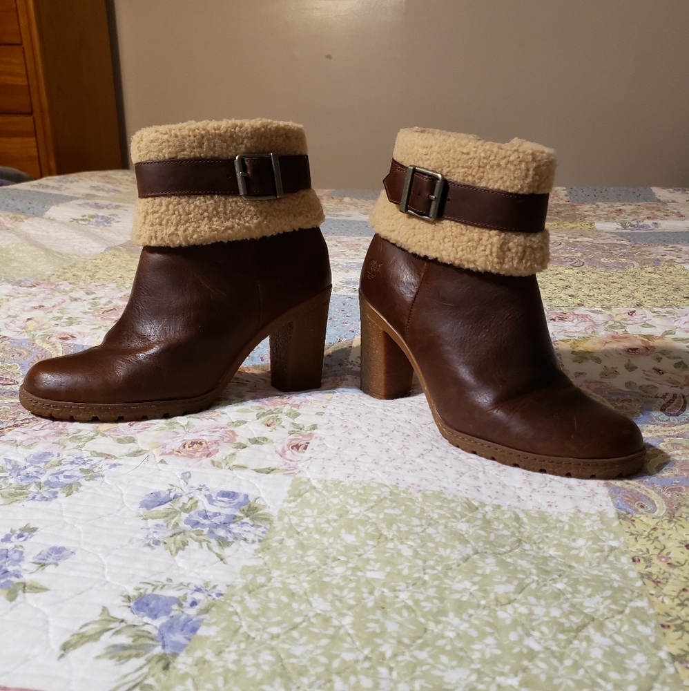 Timberland Glancy Fleece Fold Down Med Brown Boots